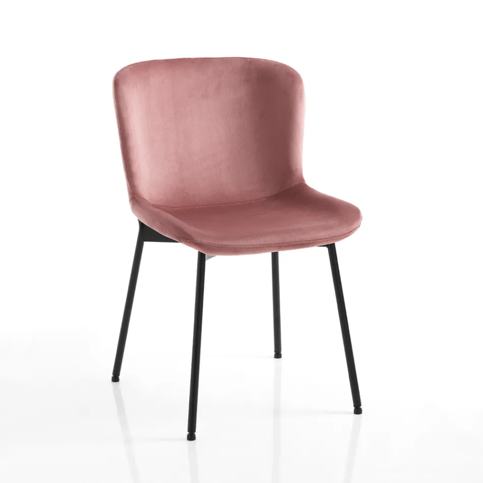 Zestaw 4 krzeseł z tkaniny i uchylnych nóżek – Dentice Viadurini