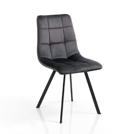 Zestaw 4 krzeseł z tkaniny z efektem aksamitu – miedź Viadurini