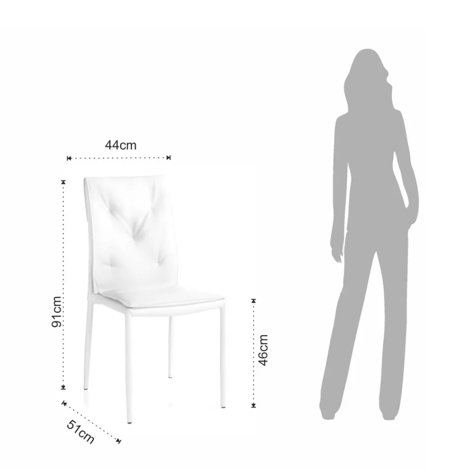 Zestaw 4 krzeseł tapicerowanych skórą syntetyczną. Różne wykończenia – uran Viadurini