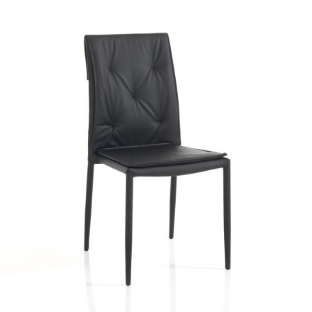 Zestaw 4 krzeseł tapicerowanych skórą syntetyczną. Różne wykończenia – uran Viadurini