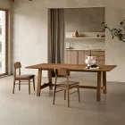 Zestaw dwóch ekologicznych krzeseł drewnianych z siedziskiem obitym tkaniną - Nadir Viadurini
