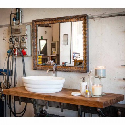 Zestaw podwieszanych mebli designerskich do łazienki w bloku tekowym Poggio Viadurini