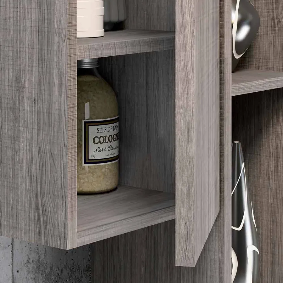 Zestaw drewna i nowoczesne zawieszenie mebli łazienkowych Fenix made Italy Bari Viadurini