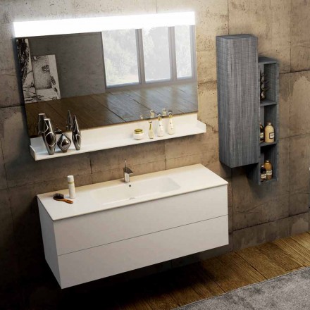 Zestaw drewna i nowoczesne zawieszenie mebli łazienkowych Fenix made Italy Bari Viadurini