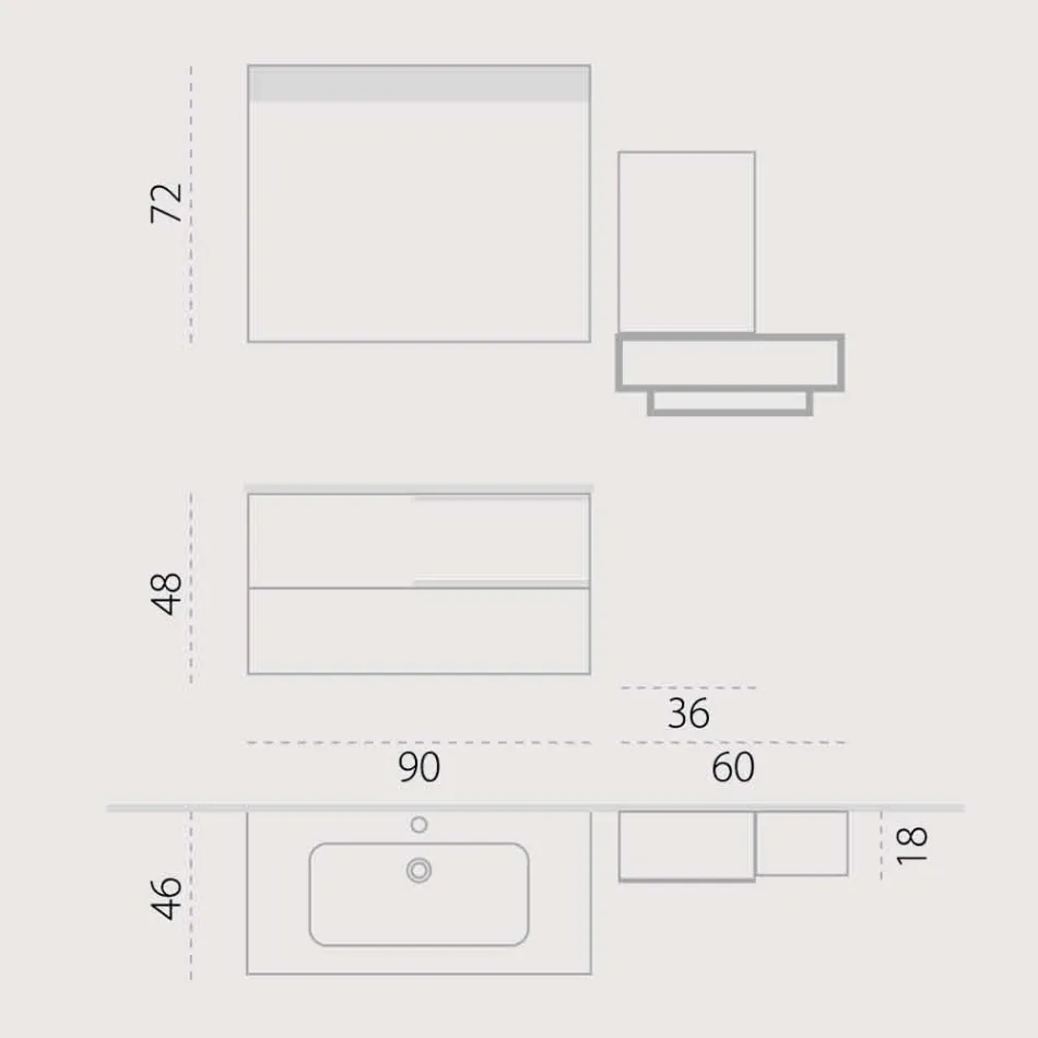 Zestaw drewnianych zawieszek do mebli łazienkowych wyprodukowanych we Włoszech Cesena Viadurini