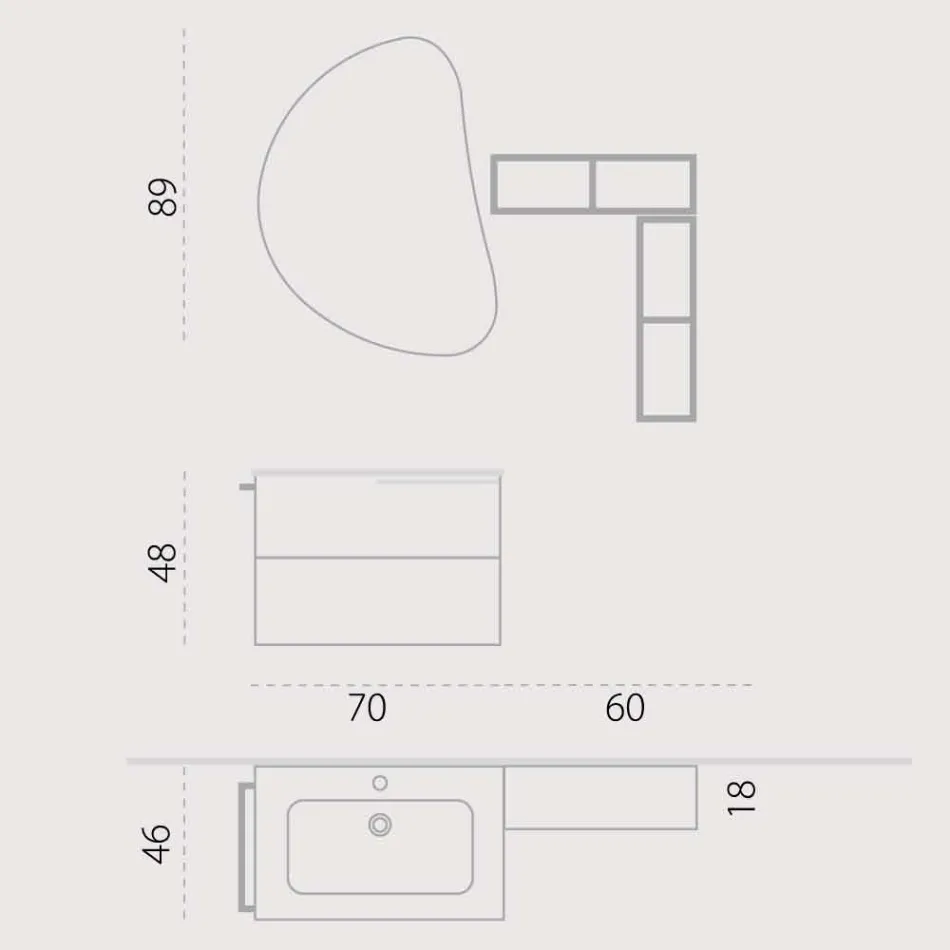 Drewniane zawieszenie do projektowania mebli łazienkowych wykonane we Włoszech Sad Italy Viadurini