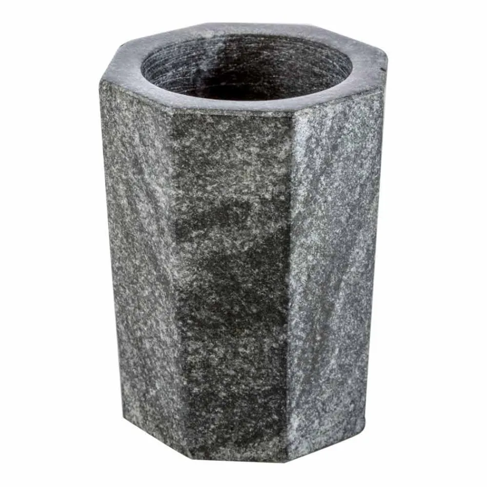 Zestaw nowoczesnych akcesoriów łazienkowych w żyłkowany szary marmur Montafia Viadurini