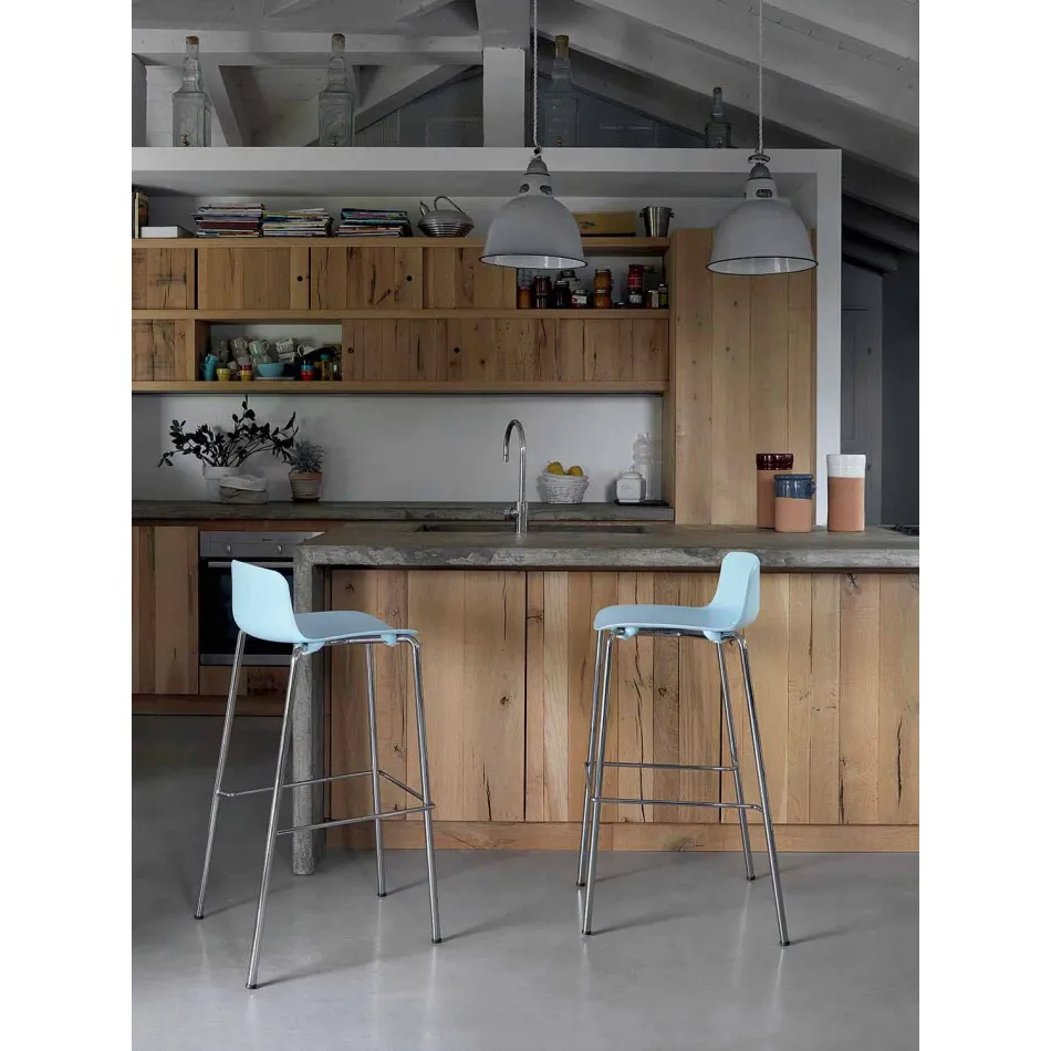 Wysoki stołek, 2 sztuki, z metalu i polipropylenu Wyprodukowano we Włoszech - Christabel Viadurini