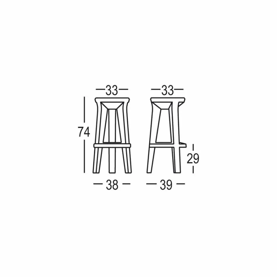 Stołek barowy o wysokim designie z polietylenu Made in Italy - Tinuccia Viadurini