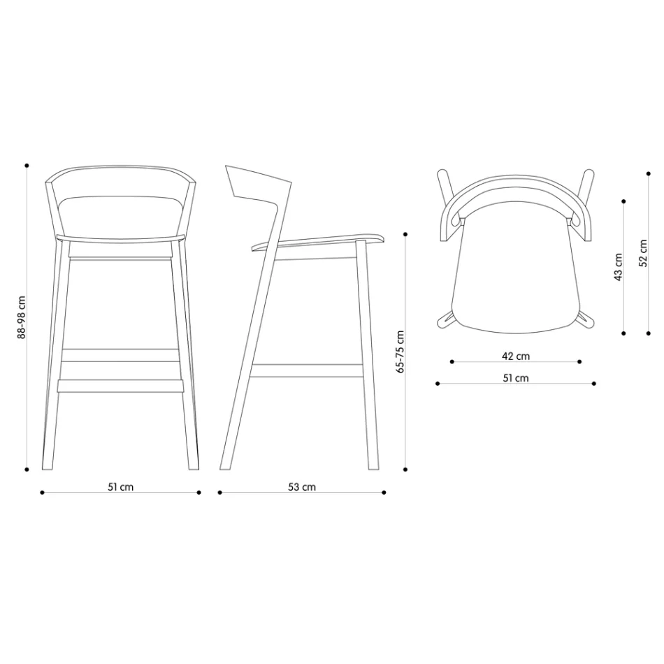 Wysoki stołek kuchenny o konstrukcji z drewna jesionowego Made in Italy - Oslo Viadurini
