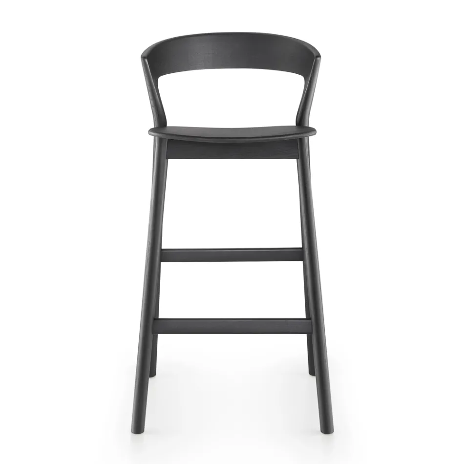 Wysoki stołek kuchenny o konstrukcji z drewna jesionowego Made in Italy - Oslo Viadurini