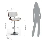 Wysoki stołek kuchenny ze skóry syntetycznej i sklejki - Nebbia Viadurini