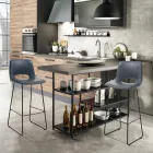 Wysoki stołek kuchenny ze skóry syntetycznej i czarnego metalu 2 sztuki - Yuri Viadurini