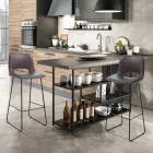 Wysoki stołek kuchenny ze skóry syntetycznej i czarnego metalu 2 sztuki - Yuri Viadurini