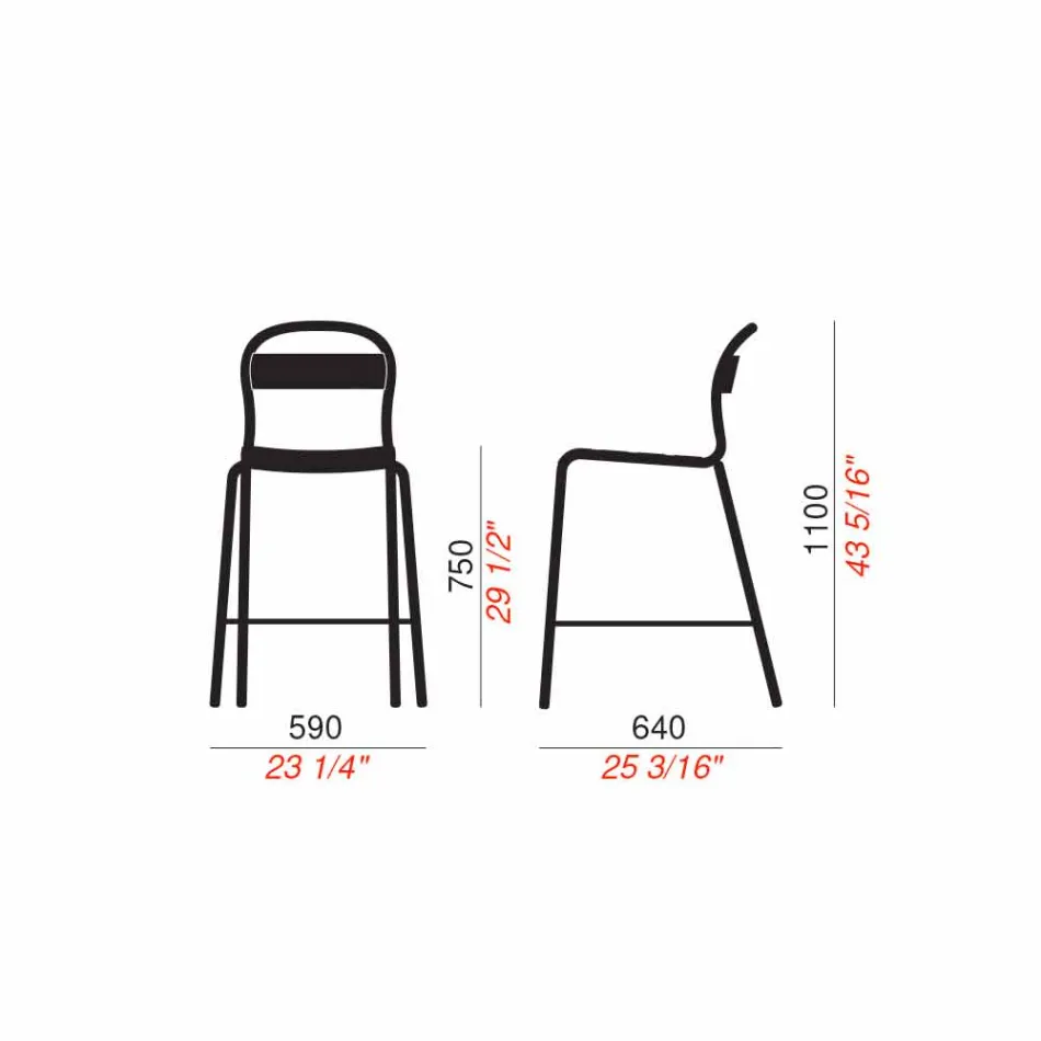 Taboret zewnętrzny z możliwością układania w stosy Made in Italy, 2 sztuki - Trixie Viadurini