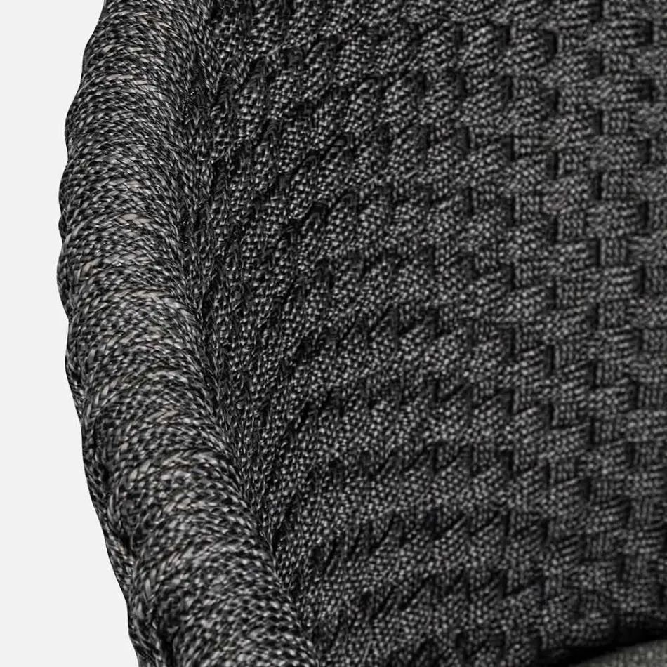 Wysoki stołek ogrodowy z liny i drewna tekowego, Homemotion, 2 sztuki - Anitha Viadurini