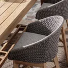 Wysoki stołek ogrodowy z liny i drewna tekowego, Homemotion, 2 sztuki - Anitha Viadurini