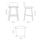 Wysokiej jakości wysoki stołek ze skóry z metalową podstawą Made in Italy - Molde Viadurini