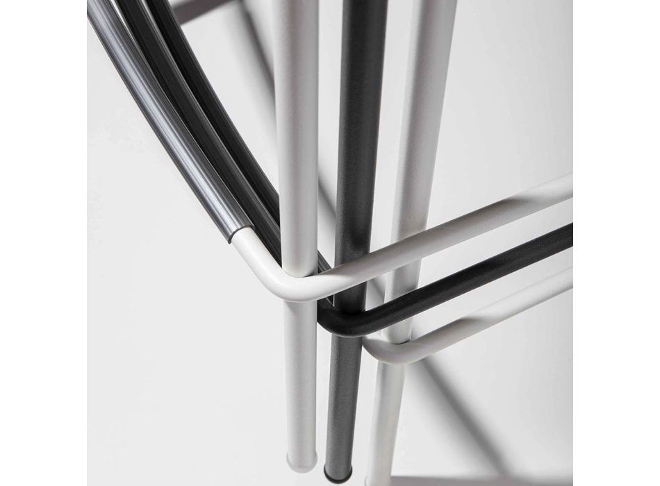 Taboret z polipropylenu do układania w stosy z metalową podstawą, 2 sztuki - Kiara Viadurini