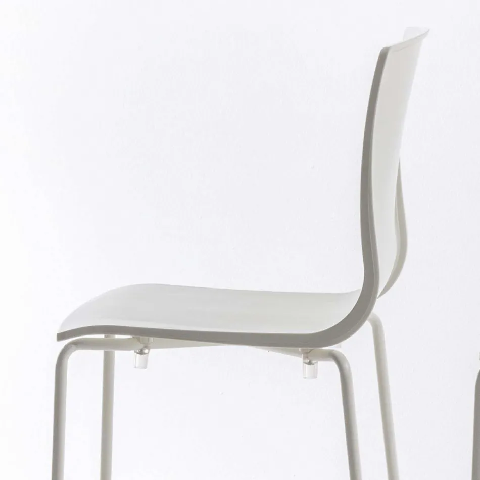 Taboret z polipropylenu do układania w stosy z metalową podstawą, 2 sztuki - Kiara Viadurini