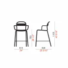 Wysoki stołek zewnętrzny z aluminium z podłokietnikami Made in Italy - Selima Viadurini