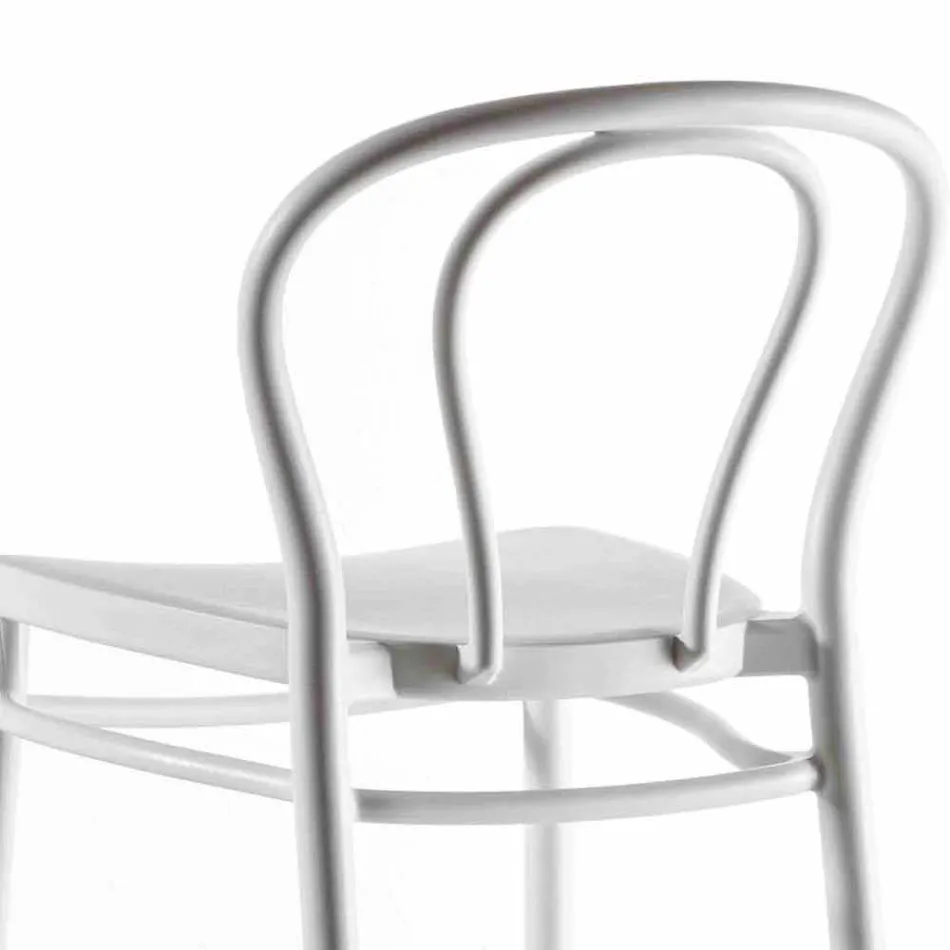 Wysoki stołek z polipropylenu z podnóżkiem, 4 sztuki - Gaya Viadurini