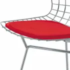 Wysoki skórzany stołek barowy ze stalową konstrukcją Made in Italy - Beniamino Viadurini