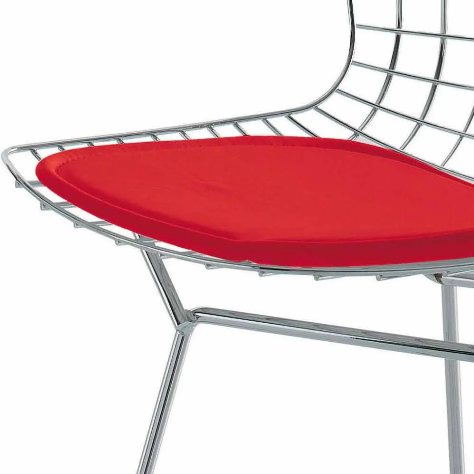 Wysoki skórzany stołek barowy ze stalową konstrukcją Made in Italy - Beniamino Viadurini