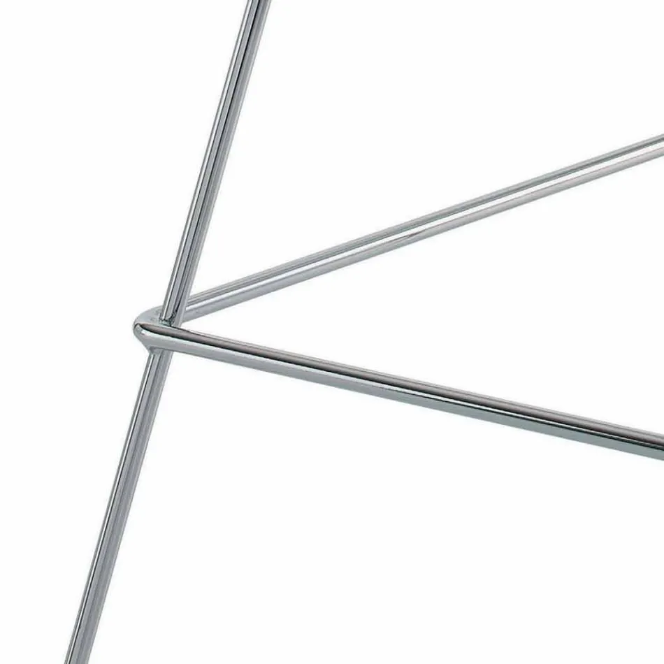 Wysoki skórzany stołek barowy ze stalową konstrukcją Made in Italy - Beniamino Viadurini