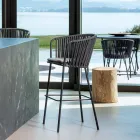 Stołek barowy na zewnątrz ze stali ocynkowanej i liny Made in Italy - Bronn Viadurini