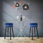 Okrągły stołek barowy z drewna i tkaniny o nowoczesnym designie - Rupert Viadurini
