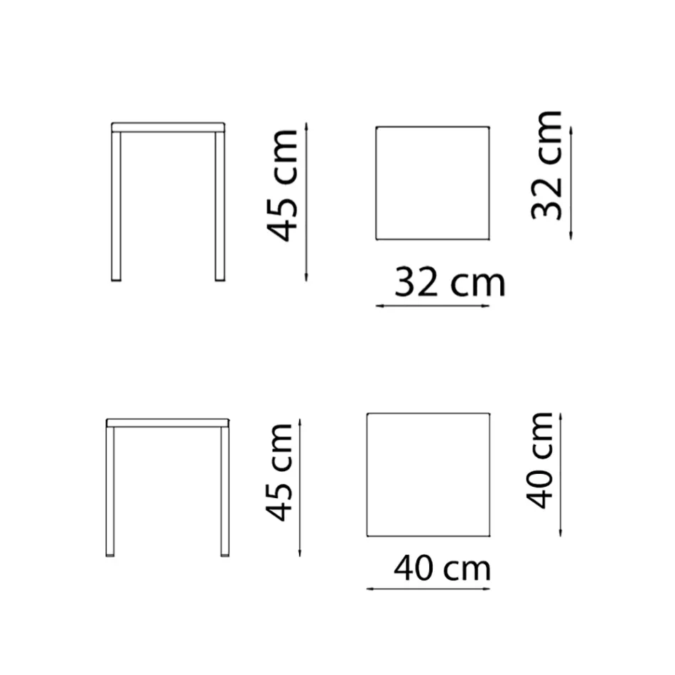 Niski kwadratowy stalowy stołek ogrodowy Made in Italy - Azul Viadurini