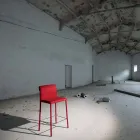 Stołek Całkowicie Tapicerowany Czerwonym Technofibrem Made in Italy - Ekran Viadurini