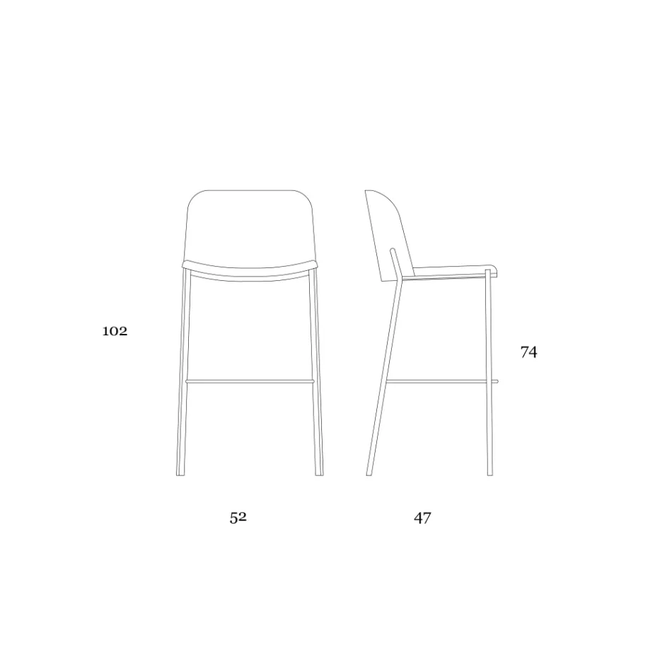 Stołek z metalową podstawą i siedziskiem ze sztucznej skóry Made in Italy - Ivy Viadurini