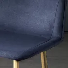 Stołek z metalowymi nogami i siedziskiem z tkaniny skorupowej Made in Italy - Hinata Viadurini