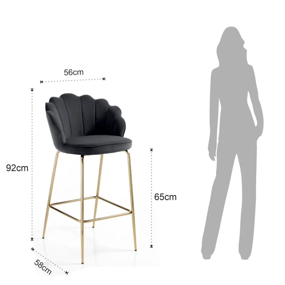 Stołek z wyściełanym siedziskiem pokrytym tkaniną - silikon Viadurini