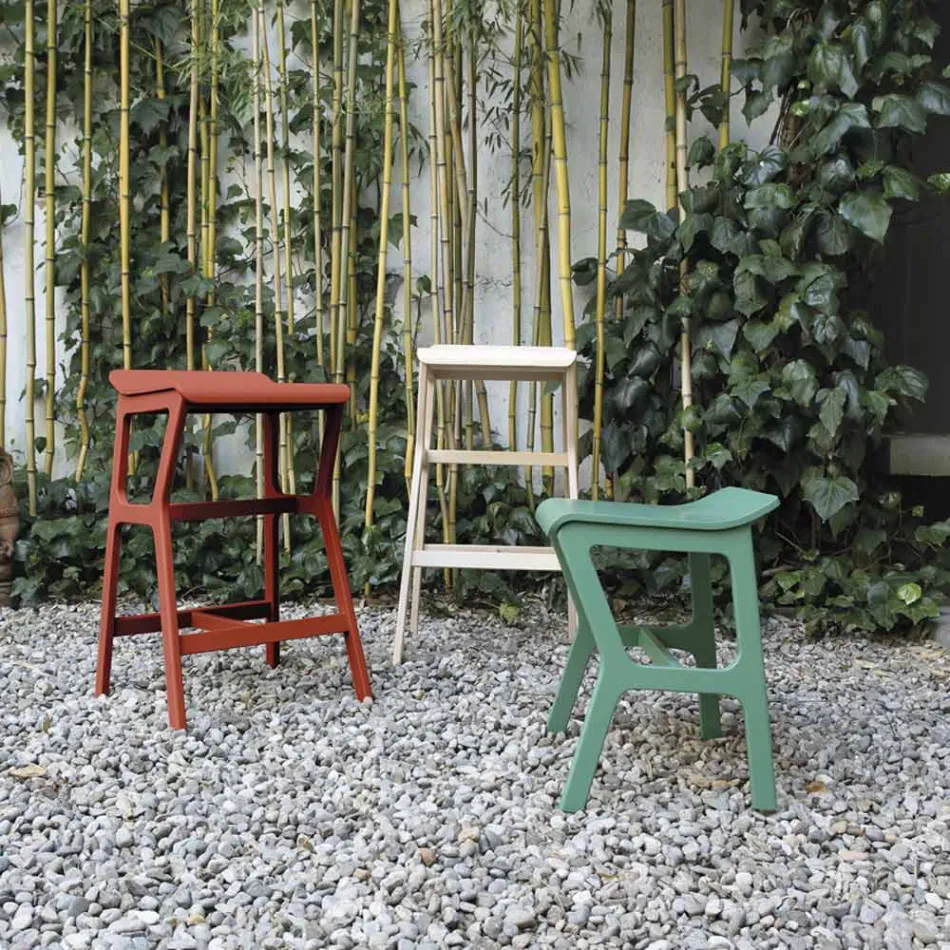 Stołek o konstrukcji z litego drewna bukowego Wyprodukowano we Włoszech - Regensburg Viadurini