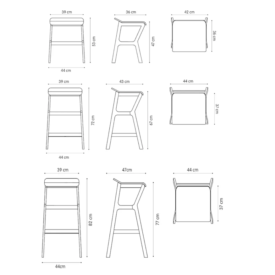 Stołek o konstrukcji z litego drewna bukowego Wyprodukowano we Włoszech - Regensburg Viadurini