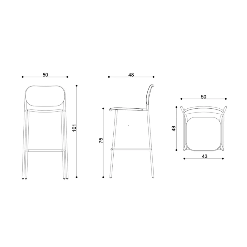 Taboret kuchenny z drewna dębowego i metalu Made in Italy 2 sztuki - Saffia Viadurini