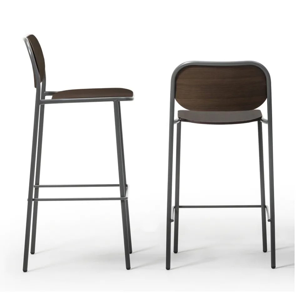 Taboret kuchenny z drewna dębowego i metalu Made in Italy 2 sztuki - Saffia Viadurini