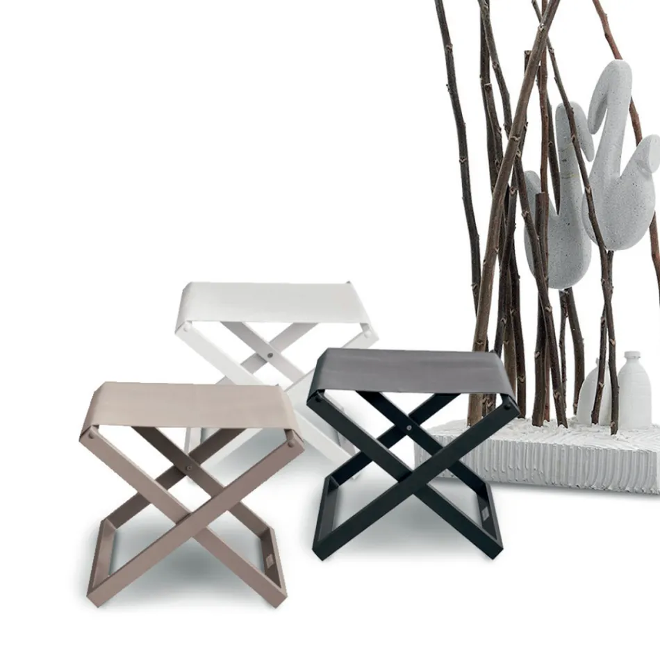 Stołek ogrodowy z malowanego aluminium i tekstylenu - Edward Viadurini