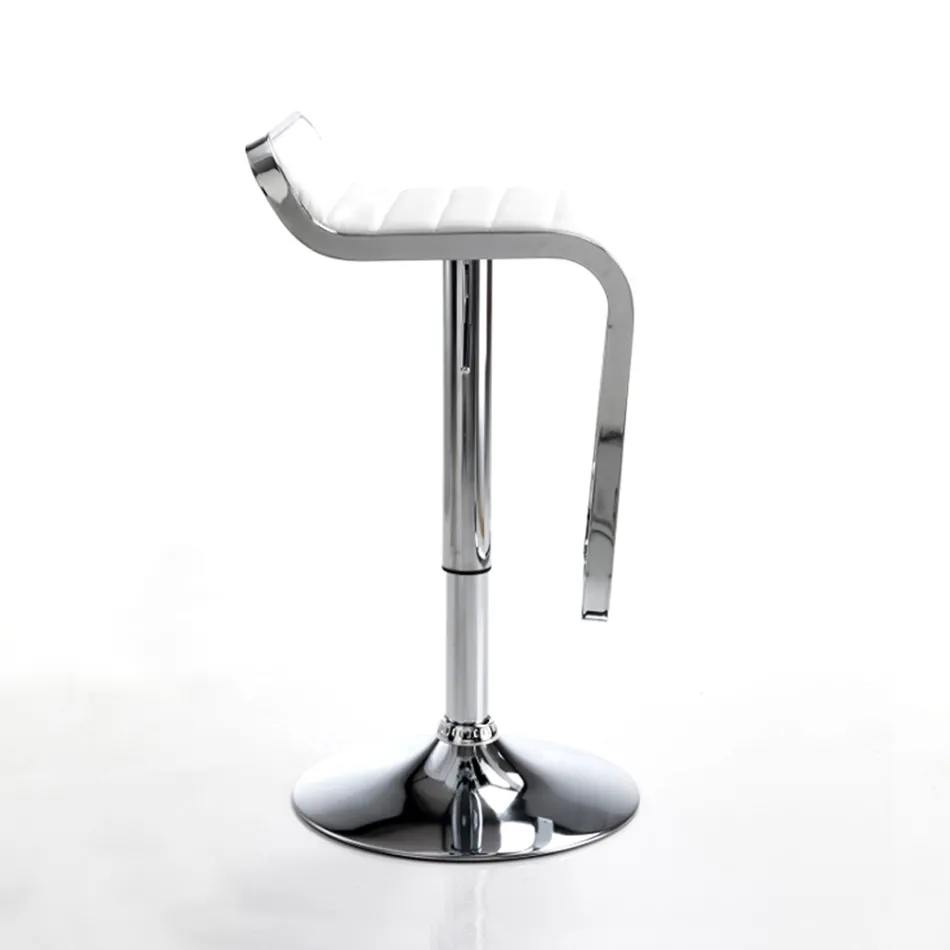 Stołek barowy ze skóry syntetycznej i metalu - Berchelio Viadurini