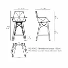 Taboret kuchenny z podłokietnikami z drewna i tworzywa sztucznego - Faz Wood firmy Vondom Viadurini
