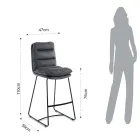 Taboret kuchenny z efektem szarego aksamitu z mikrofibry 2 sztuki - Fortaleza Viadurini