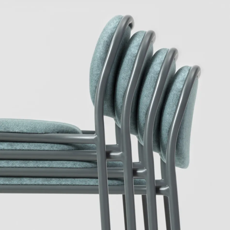 Taboret kuchenny z tkaniny i metalu Made in Italy 2 sztuki - Sangria Viadurini