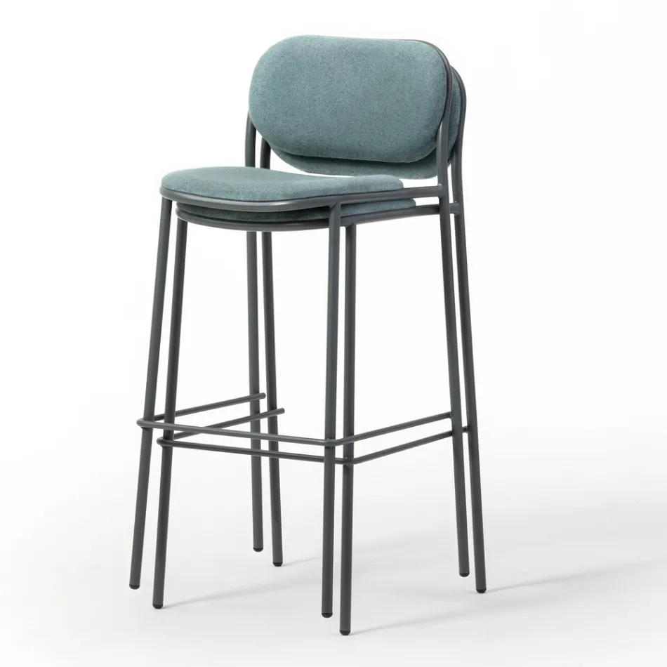 Taboret kuchenny z tkaniny i metalu Made in Italy 2 sztuki - Sangria Viadurini