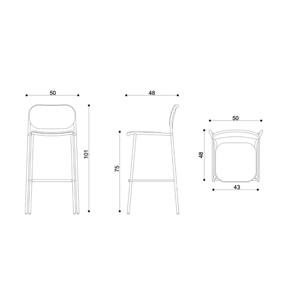 Taboret kuchenny z tkaniny i metalu Made in Italy 2 sztuki - Sangria Viadurini