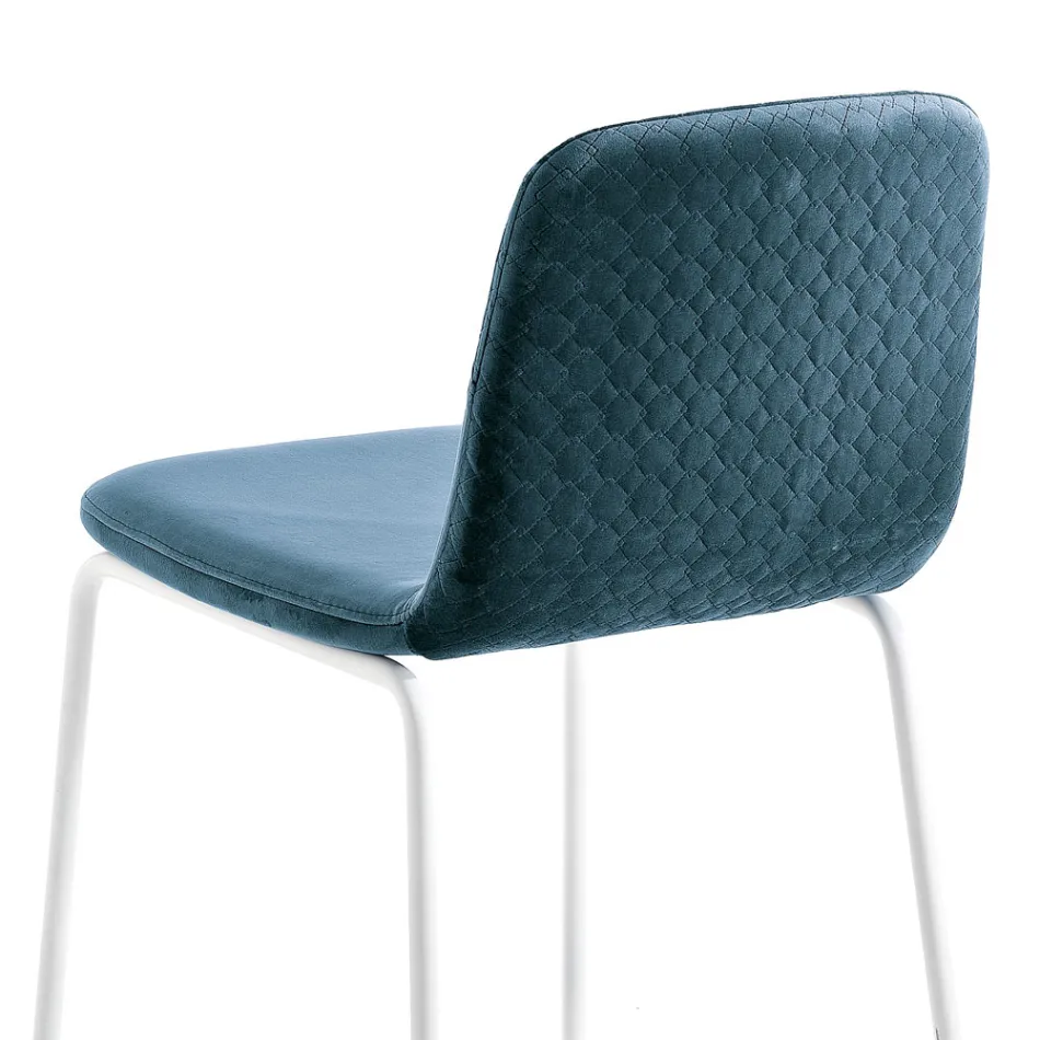 Stołek kuchenny z kolorowego aksamitu, nowoczesny i elegancki design - Bizet Viadurini