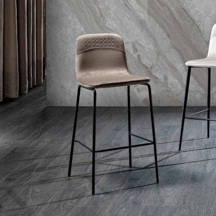 Stołek kuchenny z kolorowego aksamitu, nowoczesny i elegancki design - Bizet Viadurini