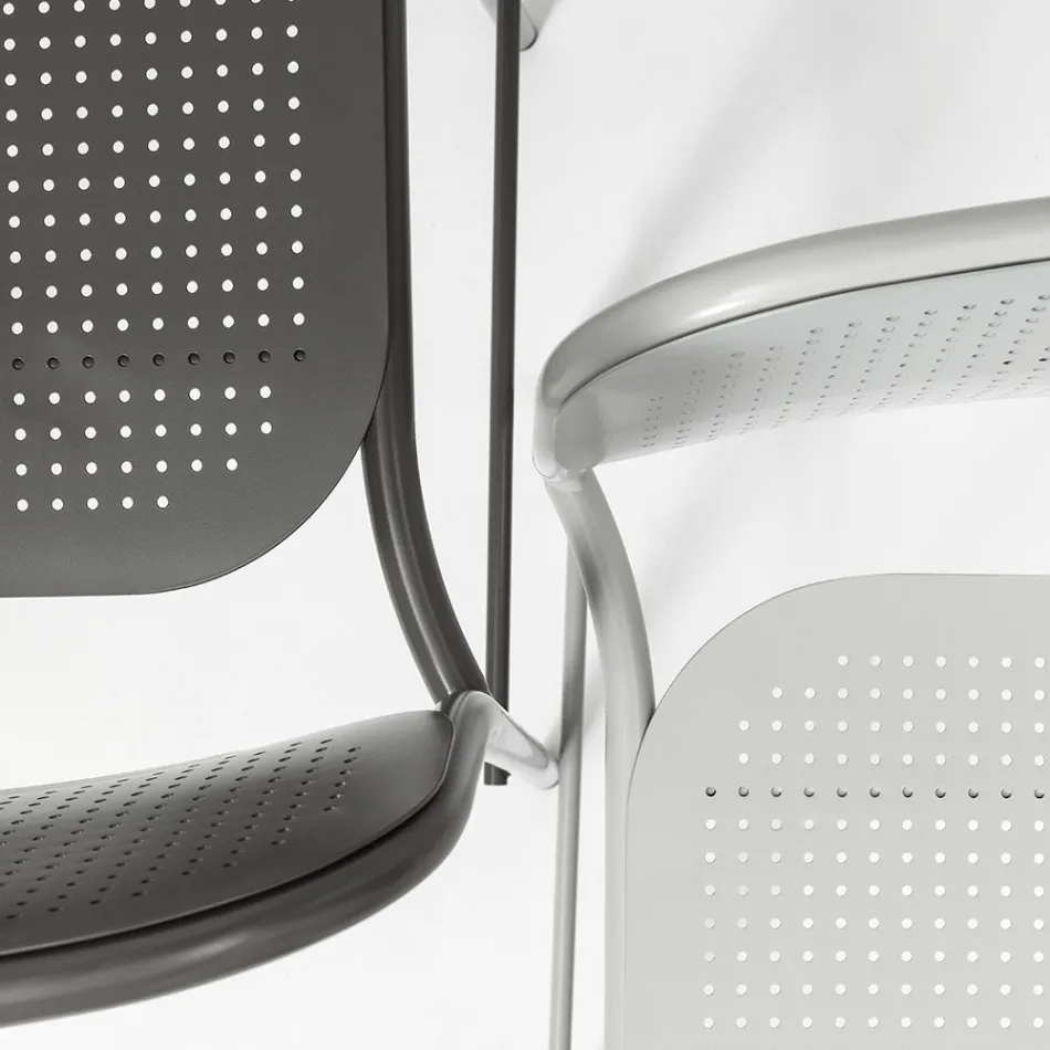 Stołek metalowy do układania w stosy na zewnątrz Made in Italy 2 sztuki - Synergy Viadurini